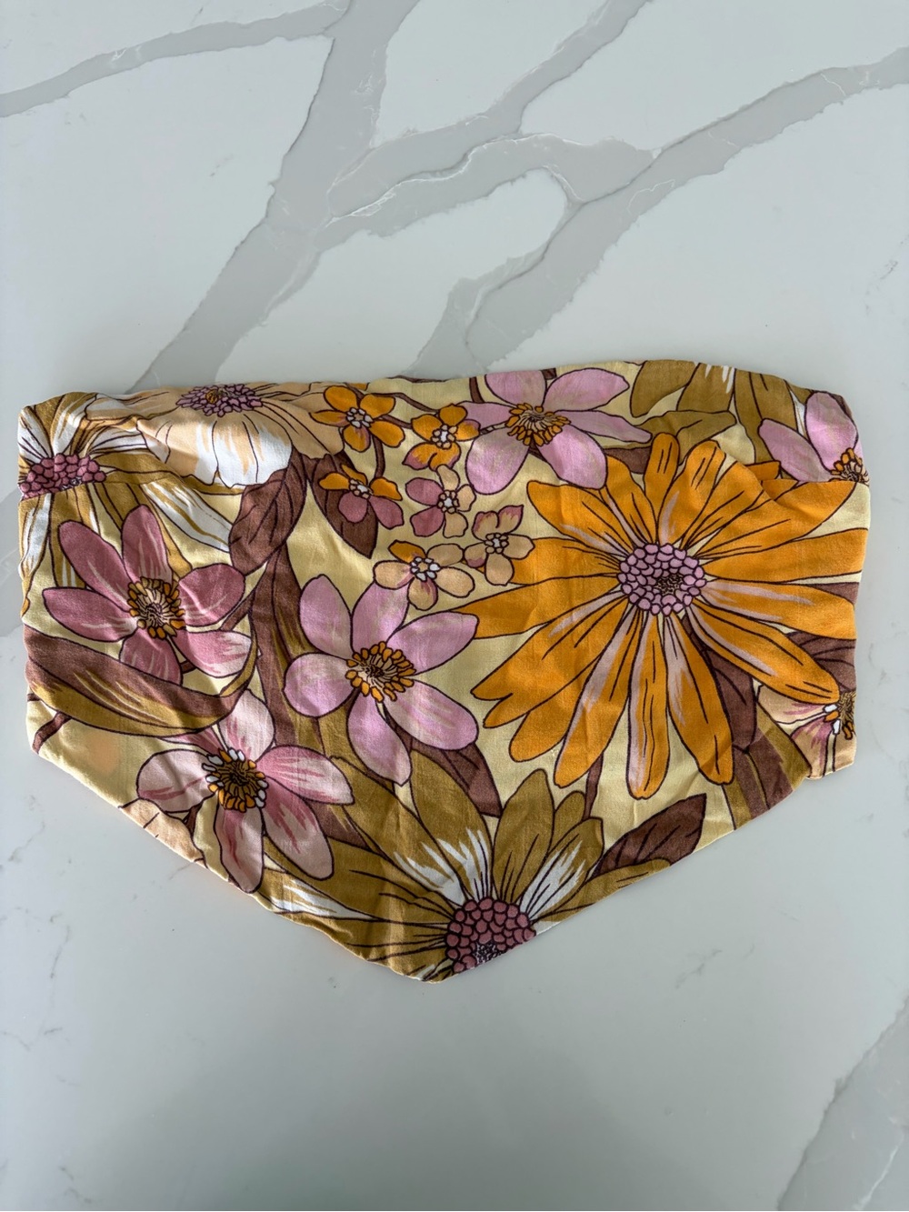 Angie retro boho festival floral flower power bandeau strapless bandana top